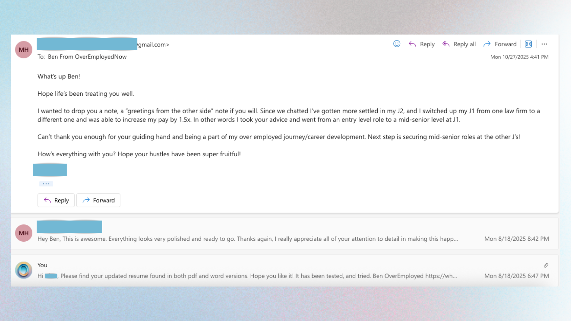 Testimonial proof from MH